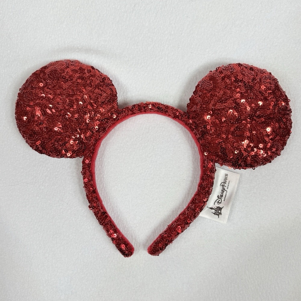 Disney Parks Red Sequin‎ Minnie Ears Bow Loop One Size All Age Disneyland World